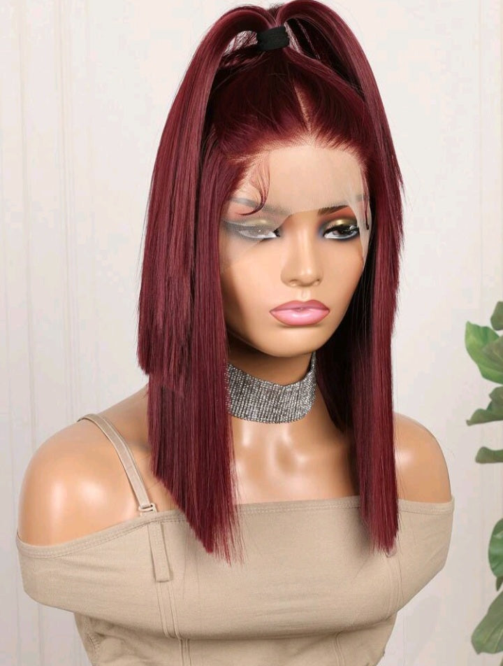 Burgundy Lace Front Wig(human blend)