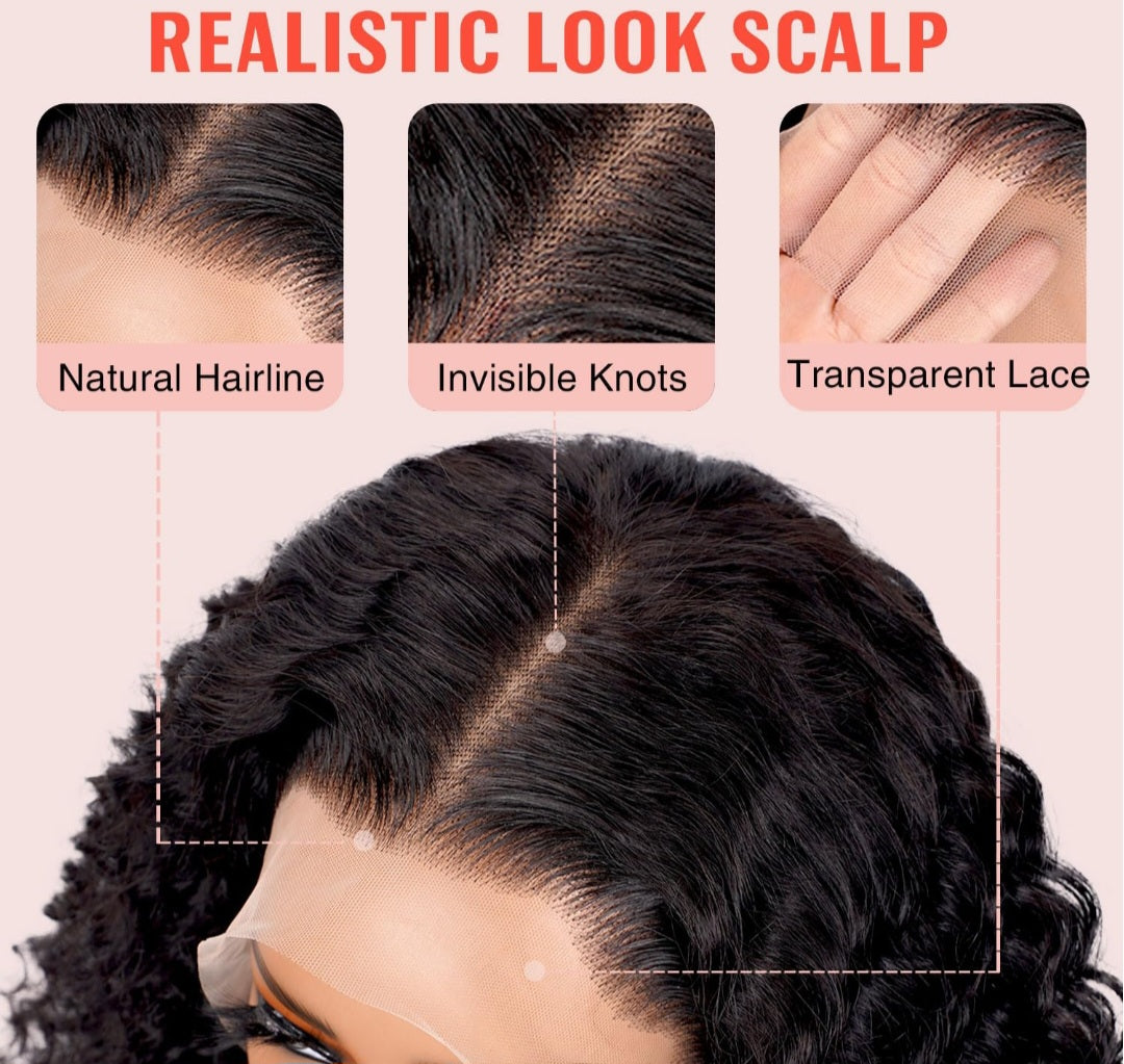 5*5 gluess glueless curly wig human hair