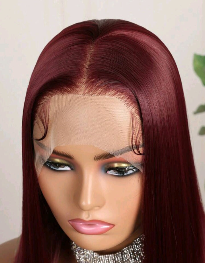 Burgundy Lace Front Wig(human blend)